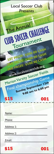 Soccer Ribbon Raffle Ticket