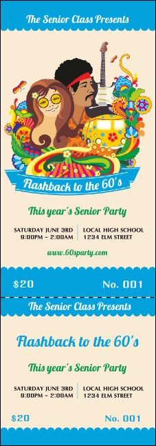 Sixties Event Ticket Product Front