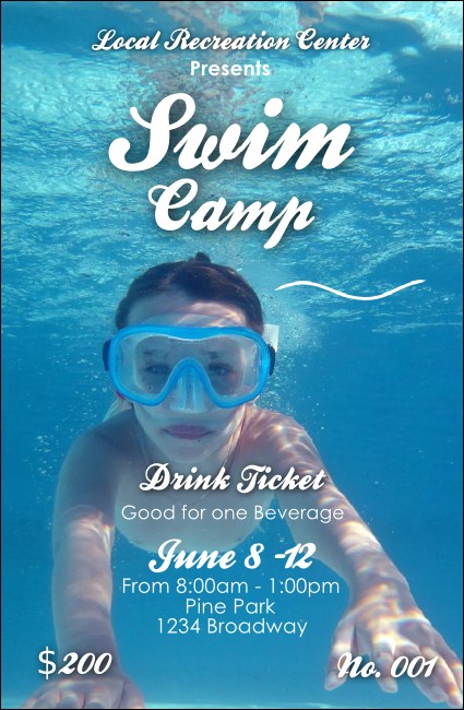 Swim Camp Drink Ticket Product Front