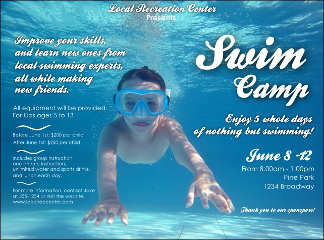 Swim Camp Flyer Product Front