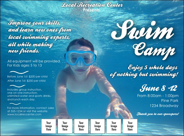 Swim Camp Logo Flyer Product Front