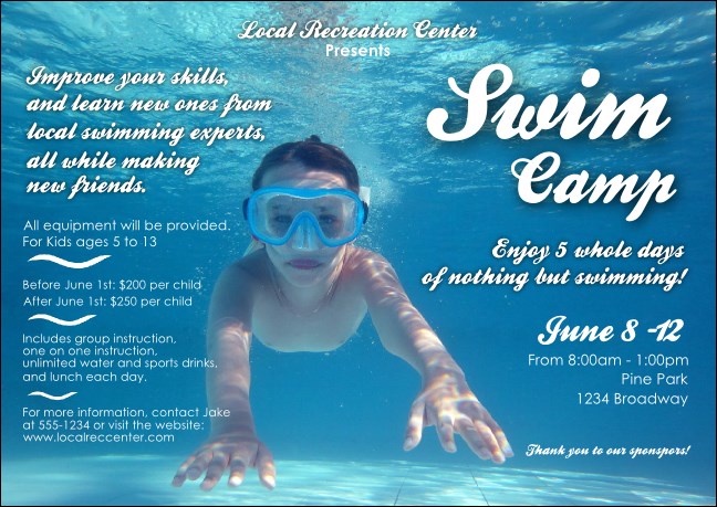 Swim Camp Postcard Product Front