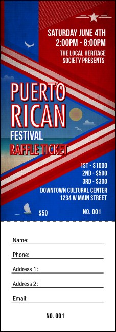 Puerto Rico Flag Raffle Ticket