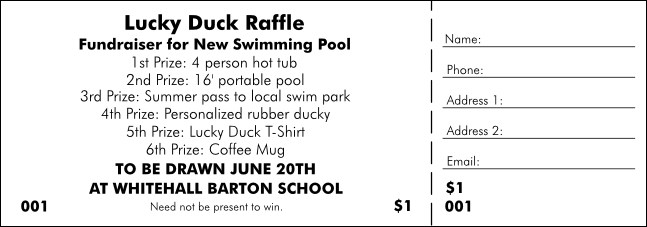 All Purpose 6 Prize Raffle Ticket