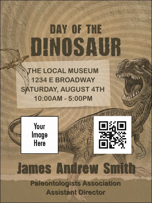 Dinosaur Illustrated Economy Event Badge Product Front