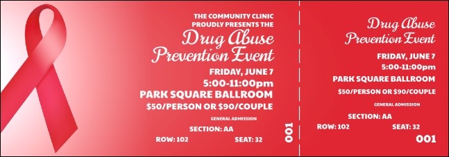 Red Ribbon Reserved Event Ticket Product Front