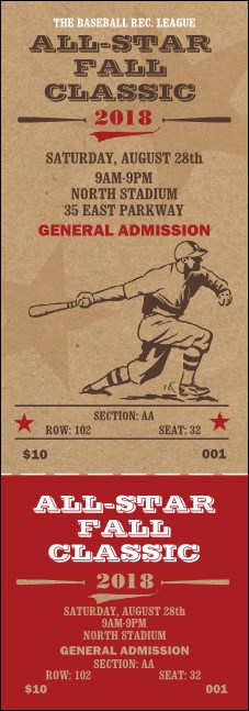 All Star Retro Baseball Reserved Event Ticket Product Front