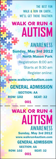 Autism Awareness Reserved Event Ticket Product Front