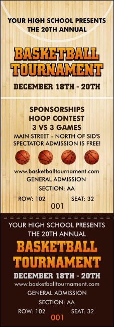 Basketball Court Reserved Event Ticket Product Front