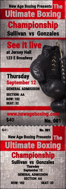 Boxing Gloves Reserved Event Ticket Product Front