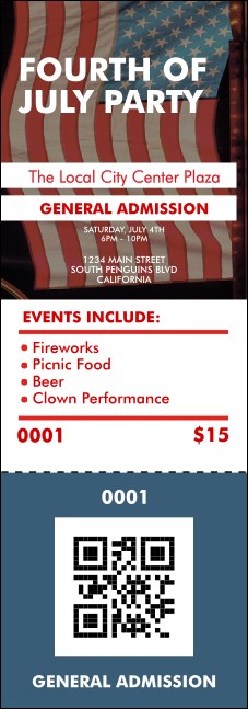Fourth of July Event Ticket Product Front