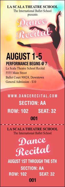 Dance Silhouette Reserved Event Ticket Product Front
