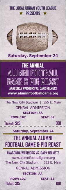 Football Purple Reserved Event Ticket Product Front