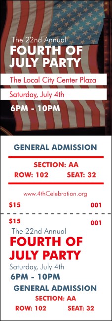 Fourth of July Reserved Event Ticket Product Front