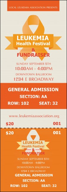 Leukemia Reserved Event Ticket Product Front