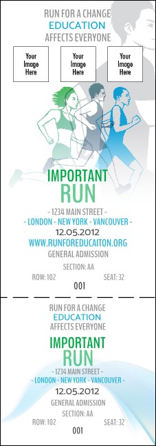 Run for a Cause Blue & Green Reserved Event Ticket Product Front