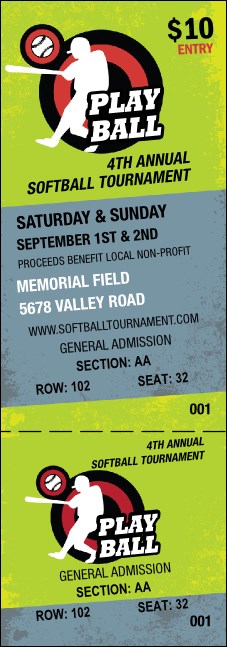 Softball Reserved Event Ticket Product Front