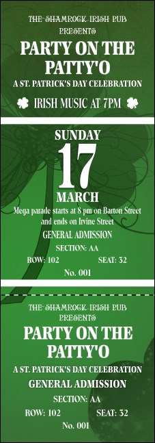 St Patrick's Day Shamrock Reserved Event Ticket
