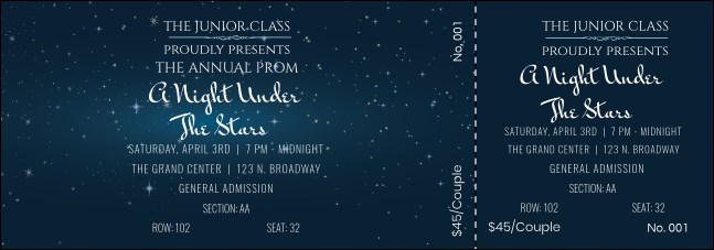Star Theme Reserved Event Ticket Product Front