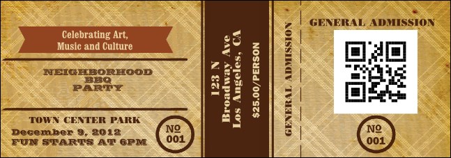 Bbq Vintage Event Ticket Product Front