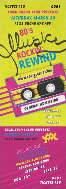 80s Music Reserved Event Ticket Product Front