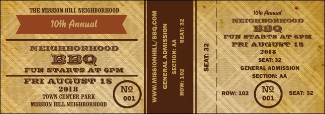 BBQ Vintage Reserved Event Ticket Product Front
