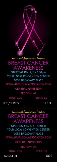 Breast Cancer Ribbon Sparkle Reserved Event Ticket