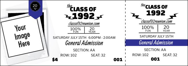 Class Reunion Mascot Blue Reserved Event Ticket