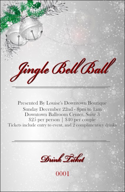 Jingle Bells Drink Ticket Product Front