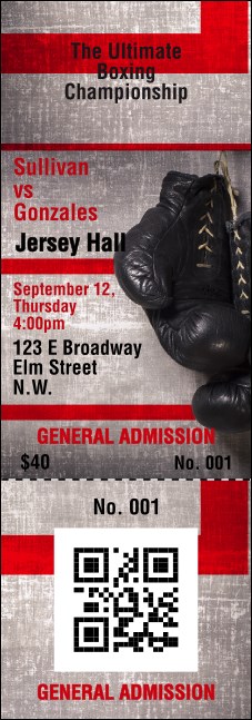 Boxing Gloves Event Ticket Product Front