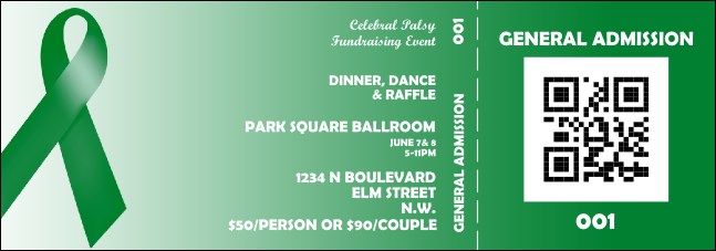 Green Ribbon Event Ticket Product Front