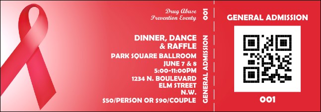 Red Ribbon Event Ticket Product Front