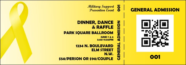 Yellow Ribbon Event Ticket Product Front