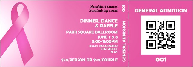Pink Ribbon Event Ticket Product Front