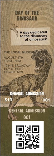 Dinosaur Illustrated Event Ticket Product Front