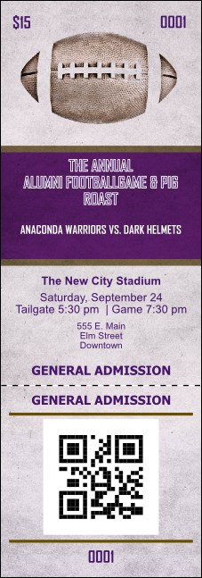 Football Purple Event Ticket