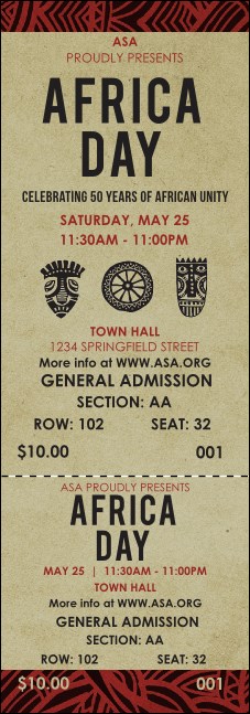 African Theme Reserved Event Ticket