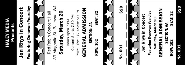 All Purpose Stars Reserved Event Ticket Product Front