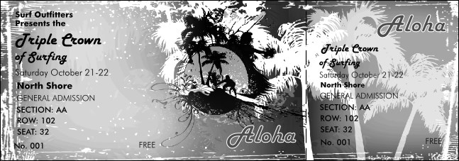 Aloha Black and White Reserved Event Ticket Product Front