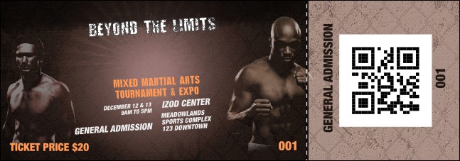 MMA Main Event  Brown Event Ticket Product Front