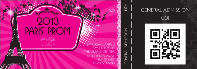 Paris Pink and Black Event Ticket Product Front