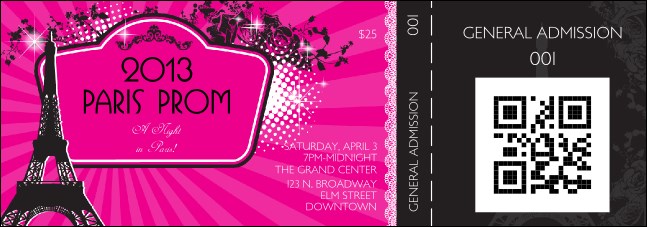 Paris Pink and Black Event Ticket