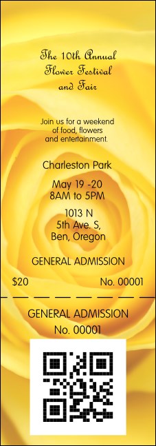 Yellow Rose Event Ticket Product Front