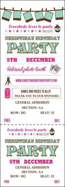 Birthday Whimsical Reserved Event Ticket Product Front