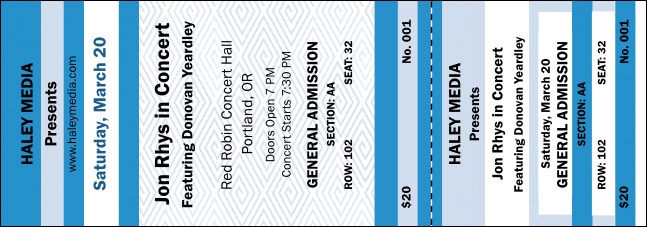 Blue Two-Tone Reserved Event Ticket