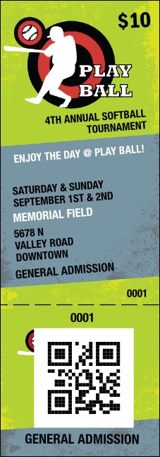 Softball Event Ticket Product Front