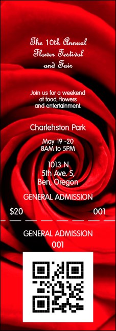 Red Rose Event Ticket Product Front
