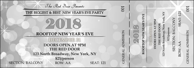 Silver Glitter Reserved Event Ticket Product Front