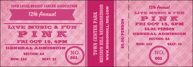 Breast Cancer Awareness Plaid Reserved Event Ticket Product Front