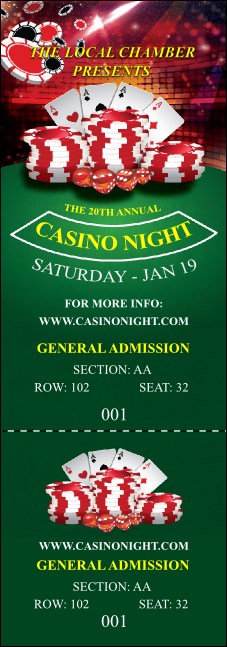 Casino Chips Reserved Event Ticket Product Front